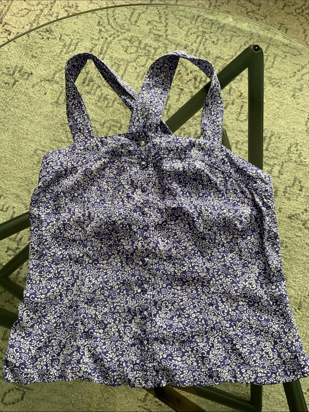 Vintage purple and white floral top M